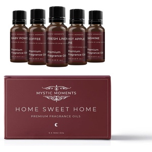 image:imageMystic Moments  Home Sweet Home Fragrant Oil Gift Starter Pack 5x10ml  Baby Powder Hot Apple Pie Coffee Fresh Linen amp Jasmine