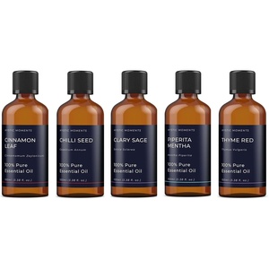 image:imageMystic Moments  Herb amp Spice Essential Oil Gift Starter Pack 5x100ml  Cinnamon Leaf Chilli Seed Clary Sage Peppermint amp Thyme Red