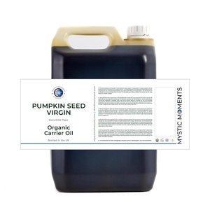 image:imageMystic Moments  Pumpkin Seed Virgin Organic Carrier Oil  5 Litres  100 Pure  Cold pressed Cucurbita pepo oil gives a rich naturalfeel skin and hair feel for massage and cosmetic blends